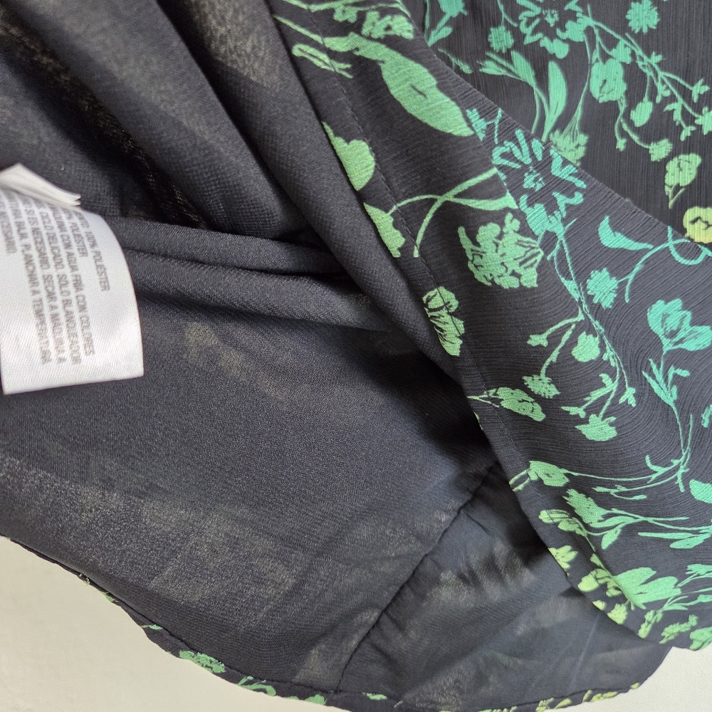 A New Day Green Floral Ruched Mesh Bodycon Mini Dress Size Medium - Picture 10 of 15